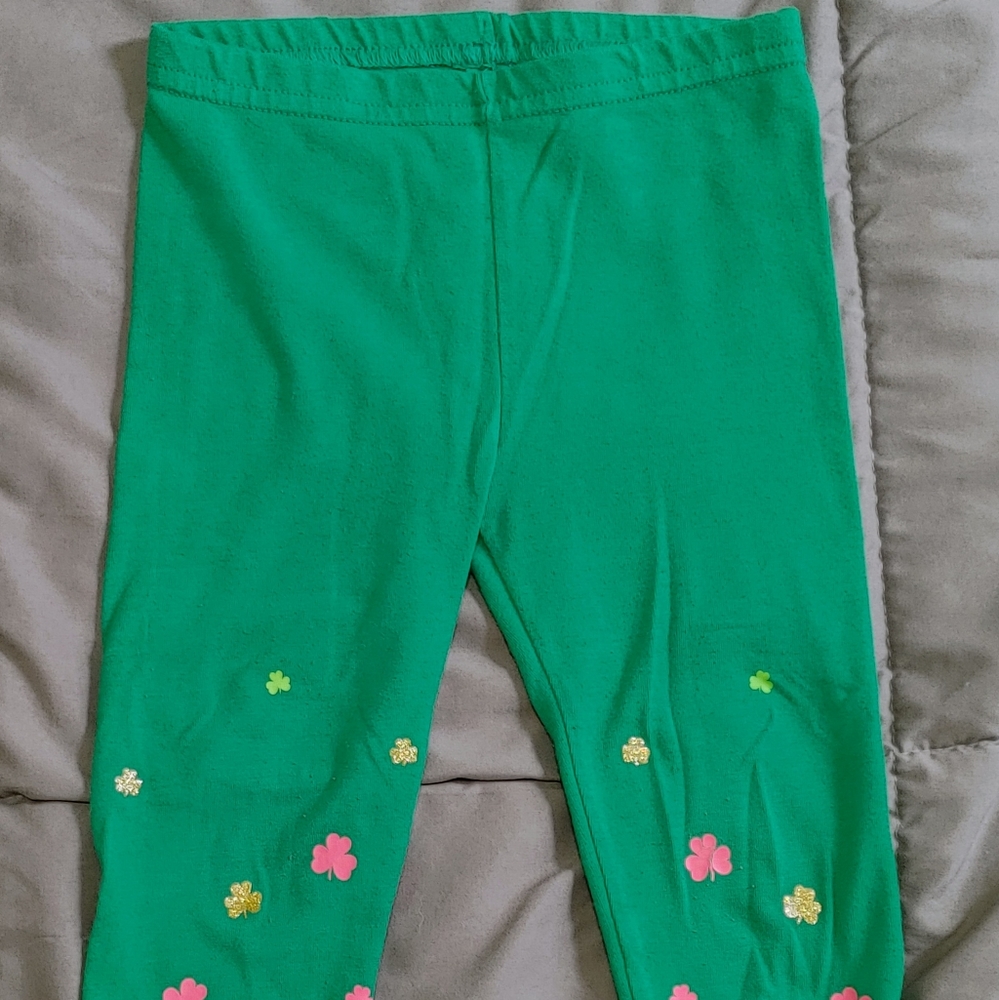 Green stretchy St Patrick's Day kids pants